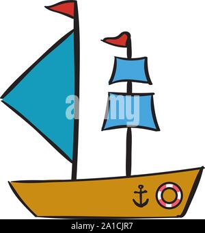 Grand navire, illustration, vecteur sur fond blanc. Illustration de Vecteur