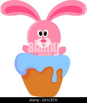 Bunny dans cake, illustration, vecteur sur fond blanc. Illustration de Vecteur