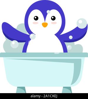 Penguin dans baignoire, illustration, vecteur sur fond blanc. Illustration de Vecteur