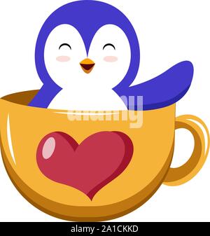 Penguin en tasse, illustration, vecteur sur fond blanc. Illustration de Vecteur