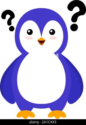 Pingouin avec point d'interrogation, illustration, vecteur sur fond blanc. Illustration de Vecteur