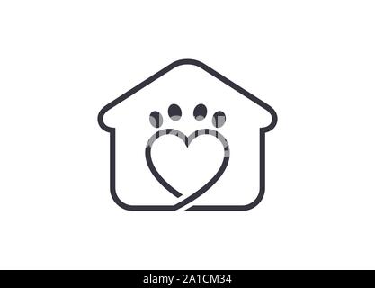 Animaux domestiques Accueil logo Vector, modèle animal Home Logo Design Illustration, chien chat animal house accueil logo icône vecteur amour, Animal House logo, logo du soin des animaux Illustration de Vecteur