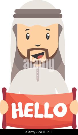 Les hommes arabes avec hello signe, illustration, vecteur sur fond blanc. Illustration de Vecteur