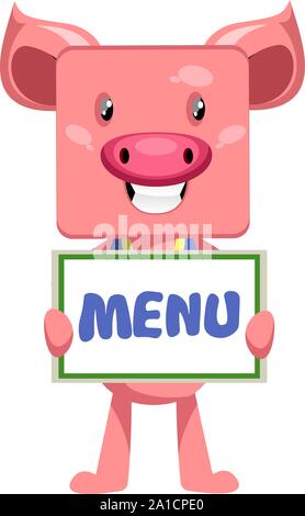 Cochon sur menu, vecteur, illustration sur fond blanc. Illustration de Vecteur