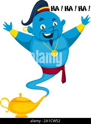 Souriant, génie, vector illustration sur fond blanc. Illustration de Vecteur