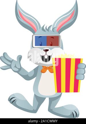 Bunny avec le pop-corn, illustration, vecteur sur fond blanc. Illustration de Vecteur