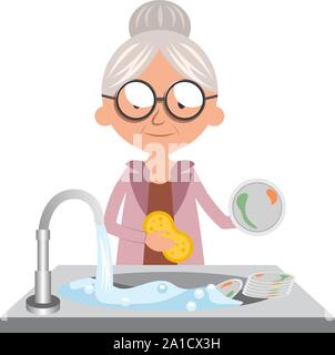 Granny vaisselle, illustration, vecteur sur fond blanc. Illustration de Vecteur