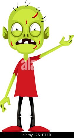Zombie en colère, illustration, vecteur sur fond blanc. Illustration de Vecteur