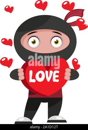 Dans l'amour Ninja, illustration, vecteur sur fond blanc. Illustration de Vecteur