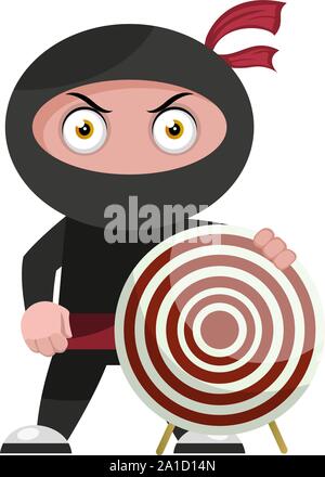 Ninja avec cible, vecteur illustration, sur fond blanc. Illustration de Vecteur
