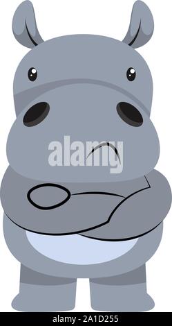 Mad hippo, illustration, vecteur sur fond blanc. Illustration de Vecteur