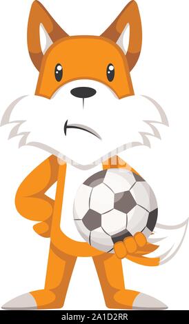 Fox avec le football, vecteur illustration, sur fond blanc. Illustration de Vecteur