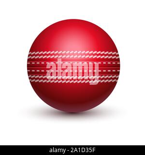 Cricket ball rouge avec string en cuir Illustration de Vecteur