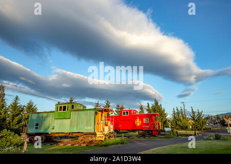 Lieu unique pour rester en vintage Red Caboose Bed & Breakfast à Sequim, Washington Banque D'Images