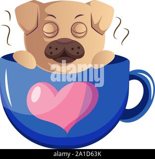 En Pug cup, illustration, vecteur sur fond blanc. Illustration de Vecteur