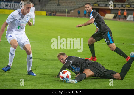 Lausanne, Suisse. 25 Septembre, 2019. Lausanne, Suisse - 2019/09/25 : Daniel Subotic de Grasshopper Club Zürich fait en action pendant le Défi suisse ligue match entre Fc Lausanne Sport et Grasshopper Club Zürich (photo de Eric Dubost/Pacific Press) Credit : Pacific Press Agency/Alamy Live News Banque D'Images