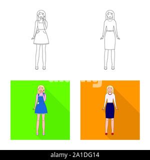 Objet isolé de la posture et de l'humeur signe. Collection de posture et l'icône vecteur femelle pour stock. Illustration de Vecteur