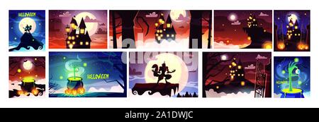 Jeu de cartes avec des scènes d'halloween design illustration vectorielle Illustration de Vecteur