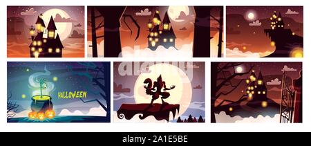 Jeu de cartes avec des scènes d'halloween design illustration vectorielle Illustration de Vecteur