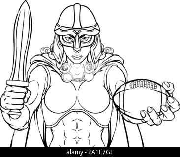 Troie Chevalier Celtique Viking Warrior Football Femme Illustration de Vecteur