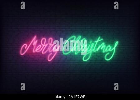 Joyeux Noël neon. Lettrage lumineux pour signer en ligne discount vente promotion de Noël Illustration de Vecteur