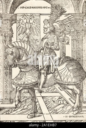 L'Empereur Maximilien I à cheval. Gravure, 1518. Banque D'Images