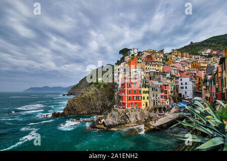 Village de Riomaggiore, Cinque Terre, ligurie, italie Banque D'Images