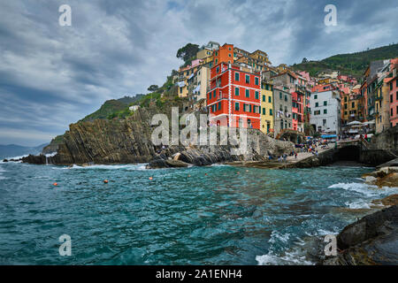 Village de Riomaggiore, Cinque Terre, ligurie, italie Banque D'Images