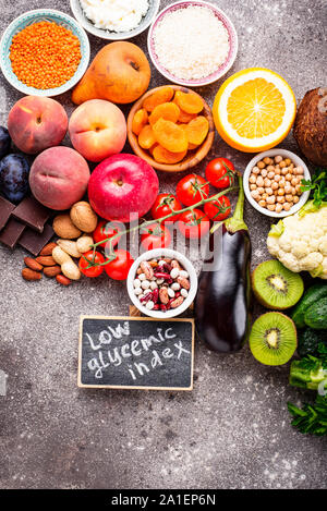Les produits à faible indice glycémique Banque D'Images