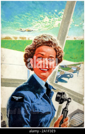 British, WW2, affiche de recrutement des Forces canadiennes, W.A.A.F. - Et contribuer à la R.A.F., affiche, 1939-1946 Banque D'Images
