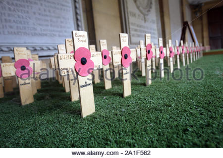 Coquelicots sur traverse à Cambridge comme Journée du Souvenir approche Banque D'Images