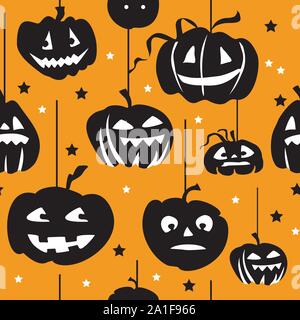 Transparente avec motif vecteur forme différente pendaison Halloween citrouille en noir et blanc sur fond orange, stock illustration pour la conception Illustration de Vecteur