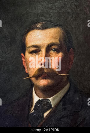 Sir Arthur Conan Doyle (1859-1930) écrivain britannique et créateur du détective de fiction Sherlock Holmes. Détail d'une peinture à l'huile par Sidney Paget (1860-1908) qui a illustré le Sherlock Holmes stories lorsque la première fois dans le Strand Magazine. Banque D'Images