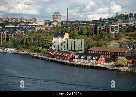 Quitter le port de la ville de Stockholm vue du canal Banque D'Images