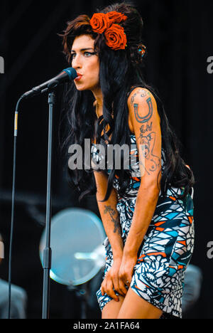 Amy Winehouse, V2008, Hylands Park, Chelmsford, Essex, Royaume-Uni - 17 août 2008. Banque D'Images