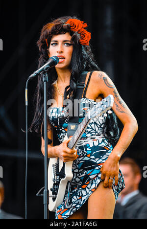 Amy Winehouse, V2008, Hylands Park, Chelmsford, Essex, Royaume-Uni - 17 août 2008. Banque D'Images