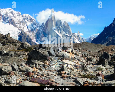 Vue sur le Mont Fitz Roy et Laguna de los tres Au Chalten, Patagonie, Santa Cruz, Argentine Banque D'Images