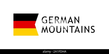 Logo modèle pour des visites à l'Allemand transalpins, Vector illustration intelligible adorables avec drapeau national de l'Allemagne isolé sur blanc. Le Desi Illustration de Vecteur