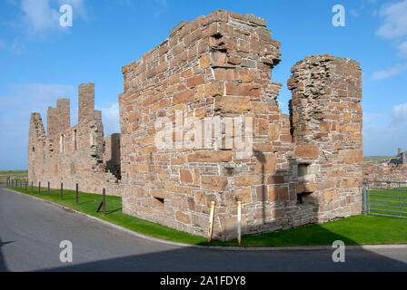 Les ruines pittoresques du comte Robert's Palais du xvième siècle à Birsay West Mainland Îles Orkney Ecosse Royaume-Uni vue extérieure préservé 1574 s Banque D'Images