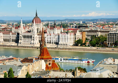 Pest vu de Buda. Budapest, Hongrie Banque D'Images