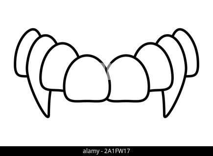 Bouche dents de vampire fang isolé sur fond blanc Banque D'Images