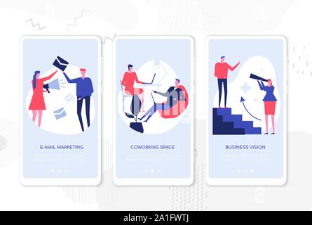 Processus de travail - ensemble de pages web vector Illustration de Vecteur