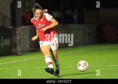 Manchester, UK. 26 Sep, 2019. Lisa Evans d'Arsenal Femmes en action. L'UEFA Women's Champions league 2e match aller, Arsenal femmes v Fiorentina Femminile à Meadow Park à Borehamwood le jeudi 26 septembre 2019. Cette image ne peut être utilisé qu'à des fins rédactionnelles. Usage éditorial uniquement, licence requise pour un usage commercial. Aucune utilisation de pari, de jeux ou d'un seul club/ligue/dvd publications pic par Steffan Bowen/Andrew Orchard la photographie de sport/Alamy live news Crédit : Andrew Orchard la photographie de sport/Alamy Live News Banque D'Images