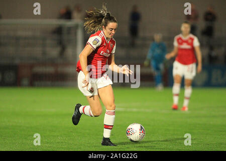 Manchester, UK. 26 Sep, 2019. Lisa Evans d'Arsenal Femmes en action. L'UEFA Women's Champions league 2e match aller, Arsenal femmes v Fiorentina Femminile à Meadow Park à Borehamwood le jeudi 26 septembre 2019. Cette image ne peut être utilisé qu'à des fins rédactionnelles. Usage éditorial uniquement, licence requise pour un usage commercial. Aucune utilisation de pari, de jeux ou d'un seul club/ligue/dvd publications pic par Steffan Bowen/Andrew Orchard la photographie de sport/Alamy live news Crédit : Andrew Orchard la photographie de sport/Alamy Live News Banque D'Images