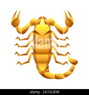 Scorpion signe du zodiaque, horoscope d'or symbole. Illustration de Vecteur