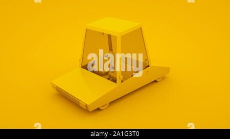 Jaune, faible isométrique dessin animé poly car. 3D illustration. Banque D'Images