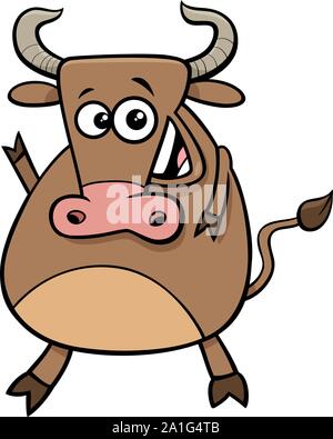 Cartoon illustration du caractère des animaux d'élevage Bull Drôle Illustration de Vecteur