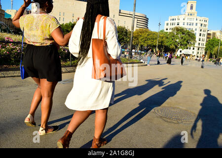 La Plaça Catalunya. Barcelone, Catalogne, Espagne. Banque D'Images