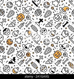 Transparente avec motif Halloween icônes de ligne mince Illustration de Vecteur