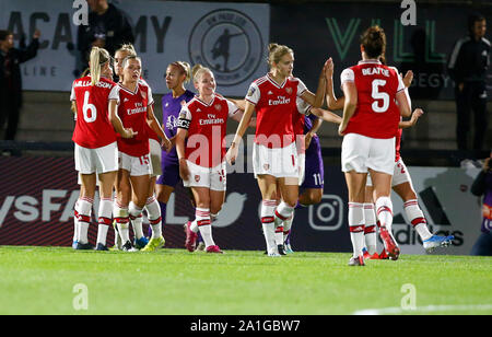 Boreham Wood (Royaume-Uni). 26 Sep, 2019. Manchester, Angleterre - 26 SEPTEMBRE : Kim peu d'Arsenalcelebrates son but pendant l'UEFA Women's Champions League Round 32 match aller 2e entre les femmes et les femmes d'Arsenal Fiorentina à Meadow Park Stadium le 25 septembre 2019 à Borehamwood, Angleterre : Crédit photo Action Sport/Alamy Live News Banque D'Images